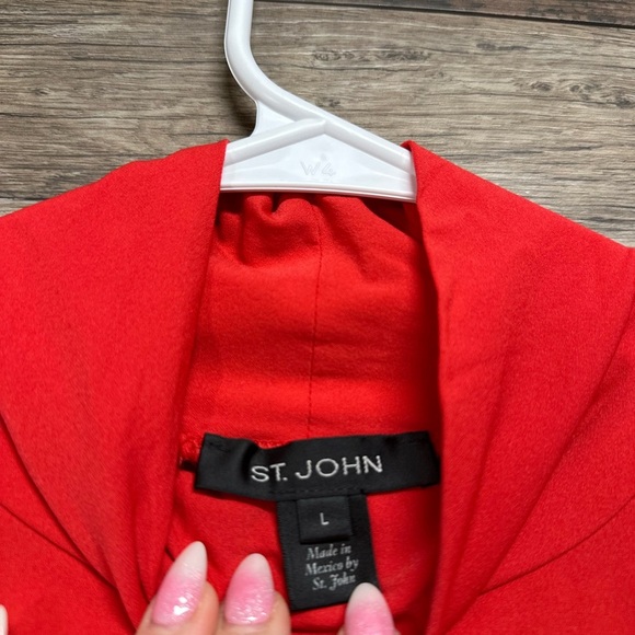St. John Red Mock Neck Long Sleeve Top - Picture 2 of 3